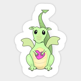 Cute Baby Dragon with Heart Sticker